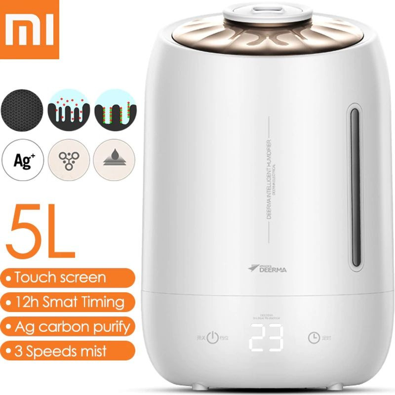 Xiaomi Air Humidifier- Ultrasonic Air Purifying Mist Maker (5 Liter, Deerma DEM-F600)- White Color (JUPAT-1007694)